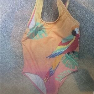Tropical Parrot Kids Swim One Piece